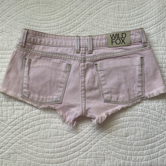 Wildfox Friday Night Short Cutoff Frayed Overdyed Denim Jeans Pink Lavender 27 - Picture 2 of 15